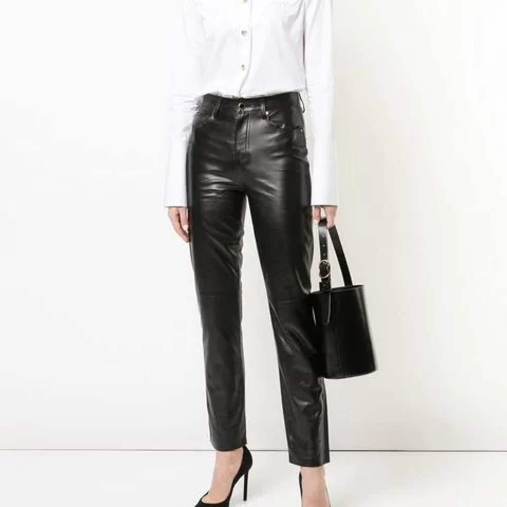 Black Leather Women's Pants